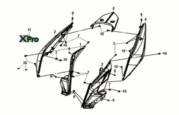 Body cover Sym X-Pro 50 E5 White (WH-8018P)
