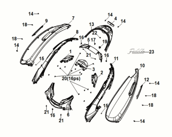 Body cover tail light Sym Fiddle IV 50 E5 Metallic Light Brown (BK-7C)