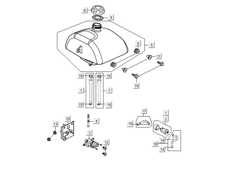 Fuel tank Kymco Maxxer 90 Black