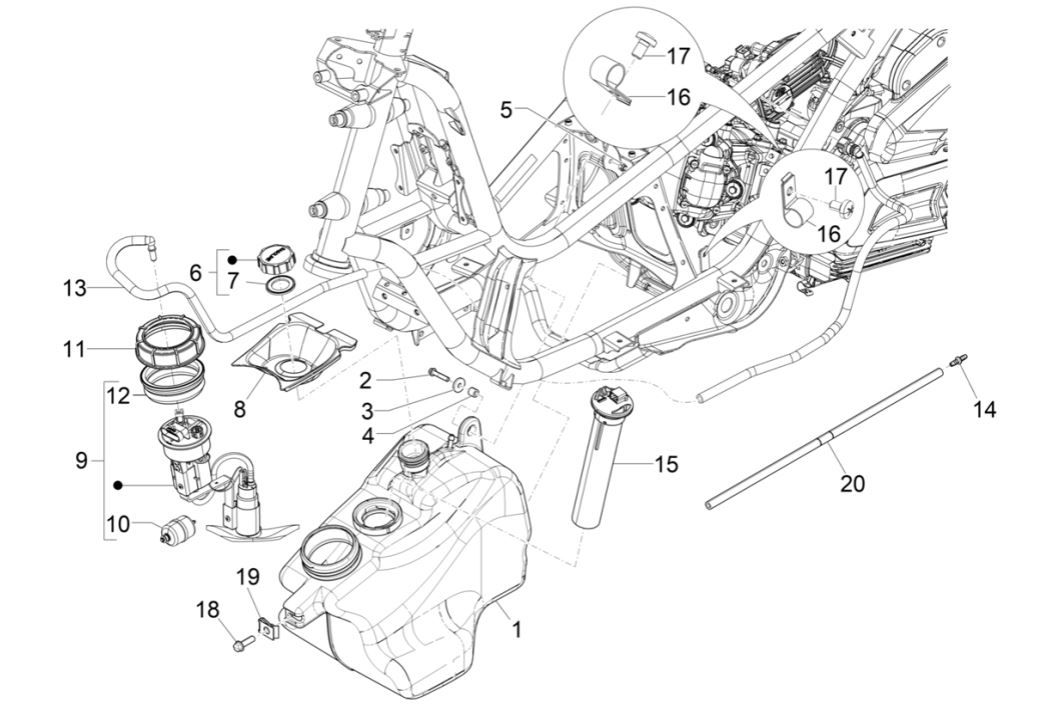 Piaggio MP3 300 HPE /300 HPE SPORT E5 ABS 2020-2022 (EMEA) fuel tank