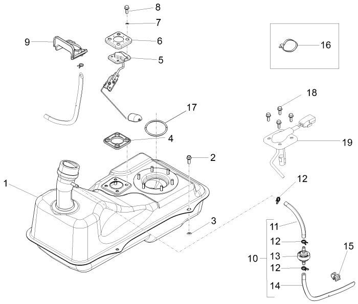 Fuel tank Piaggio New Fly 4-stroke 2-valve