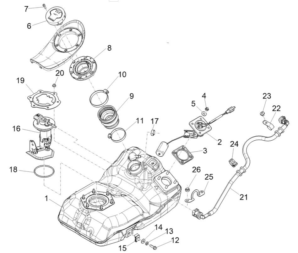 Piaggio Medley 125 ABS E5 2021-2022 (EMEA) fuel tank