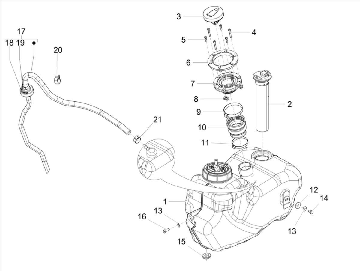 Piaggio Beverly 300 IE ABS E4 2016 - 2020 (EMEA) fuel tank