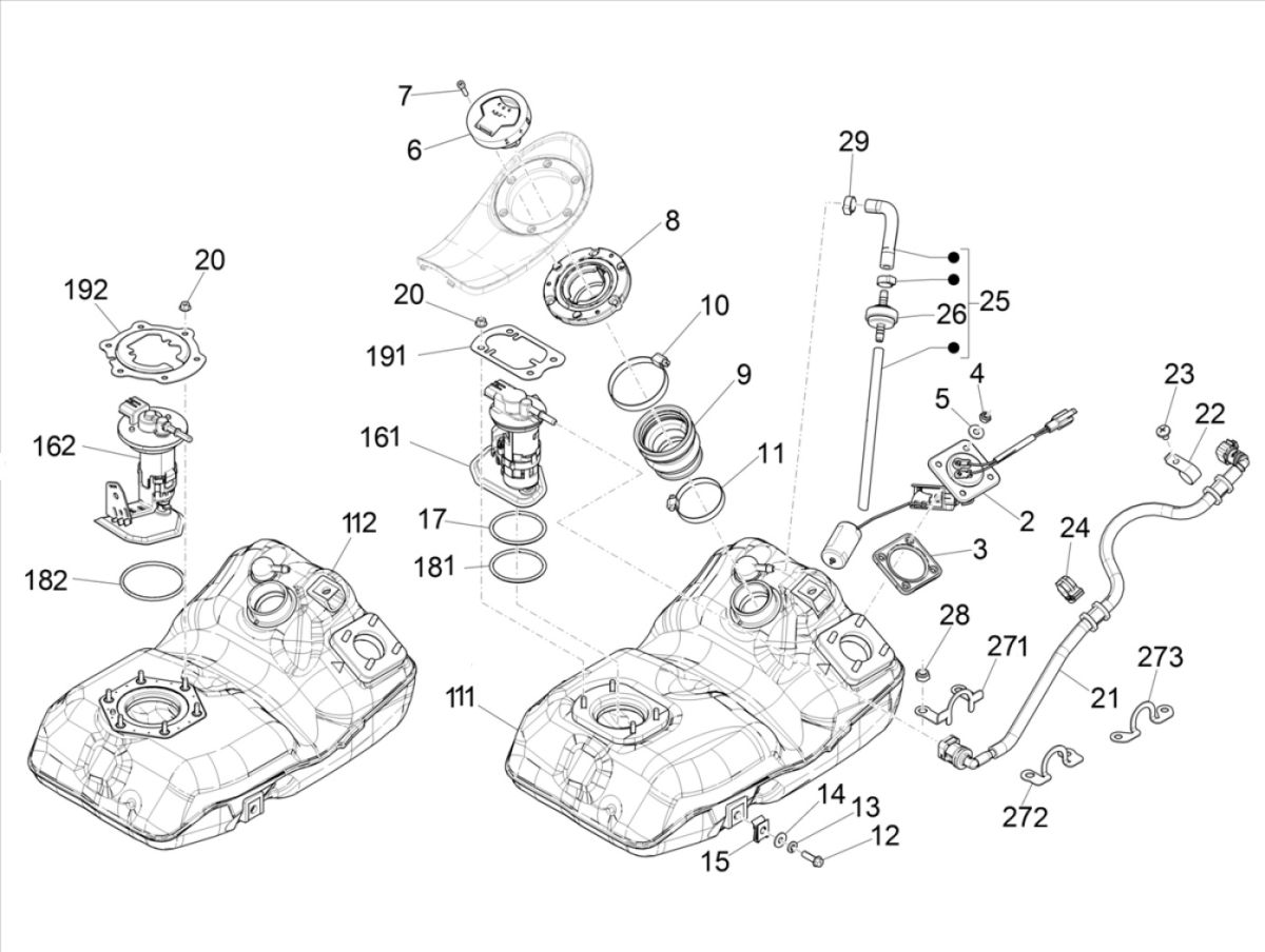 Piaggio Medley 125 4T IE ABS E4 2016-2019 (EMEA) fuel tank