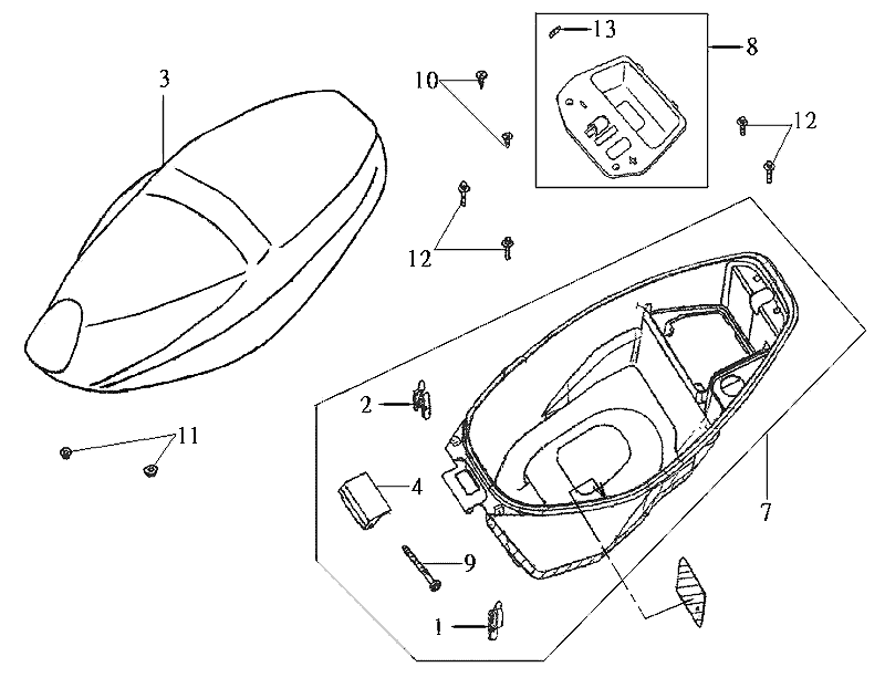 Buddyseat - Helmet compartment Sym DD50 blue