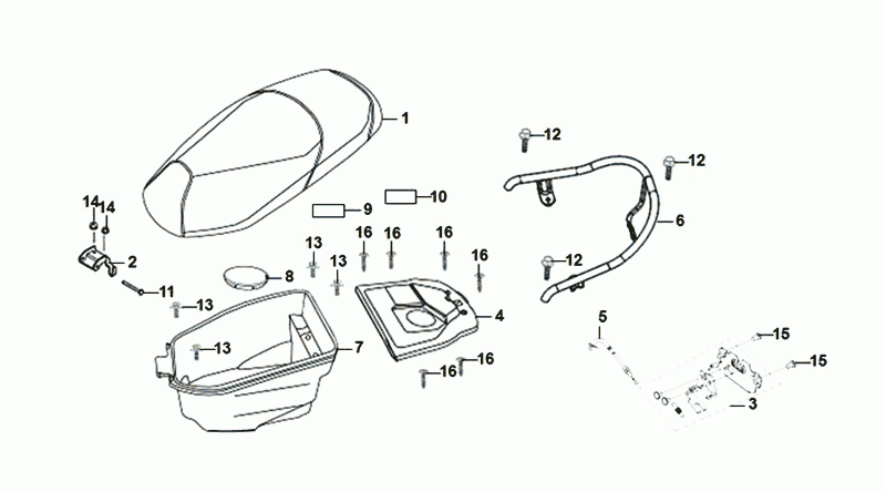 Buddyseat Helmet Tray Carrier Sym Allo Euro4 (BK-5560S) Bright Black