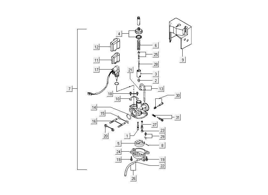 Carburetor - Choke Kymco Super9 ac om matt black Red