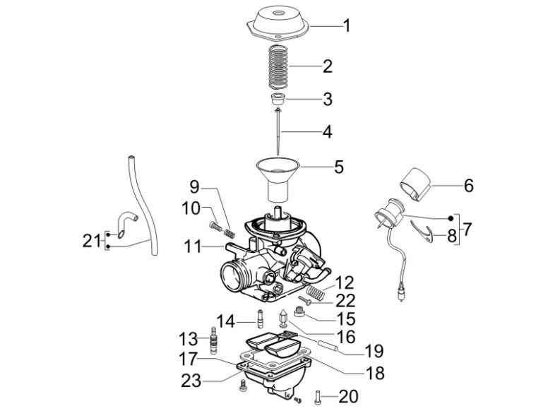 Carburetor inside Vespa Lx 25km 4-stroke 2-valve