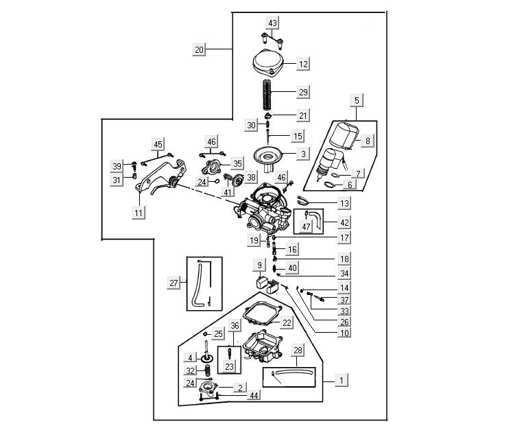 Carburetor Kymco Agility 12' 4-stroke sporty blue