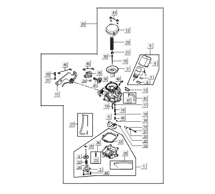 Carburetor Kymco City 16' 4-stroke dark grey