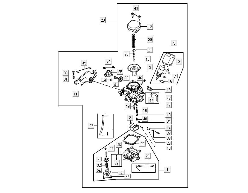 Carburetor Kymco Delivery 50 4T AC white