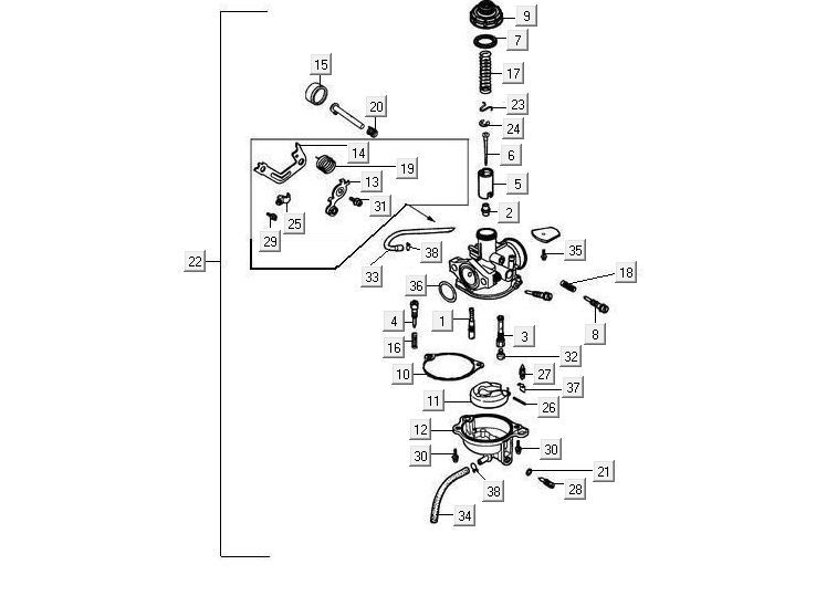 Carburetor Kymco Maxxer 90 Black