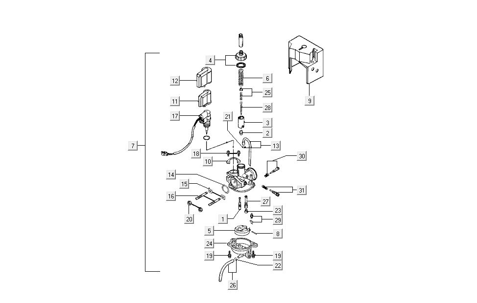 carburetor Kymco Super9 AC 2-stroke nm yellow - black