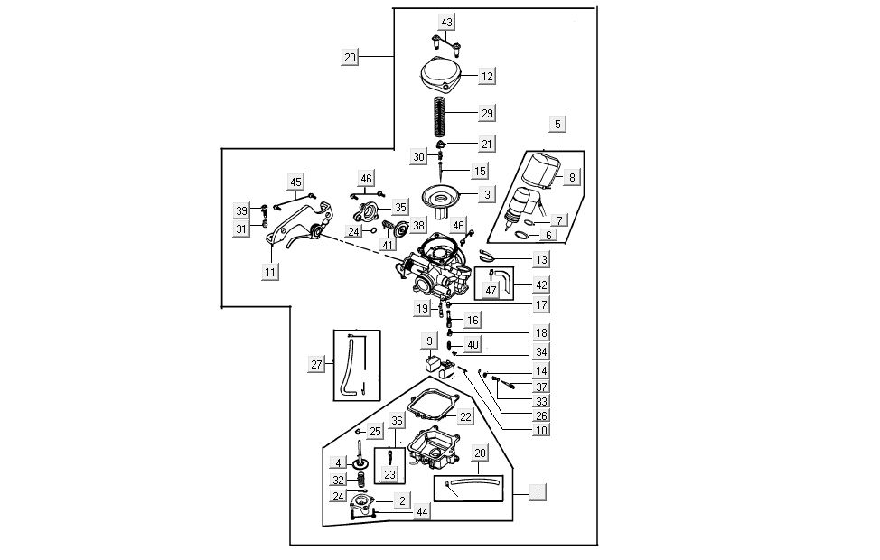 carburetor Kymco Super 8 4-stroke (2007-2009) orange