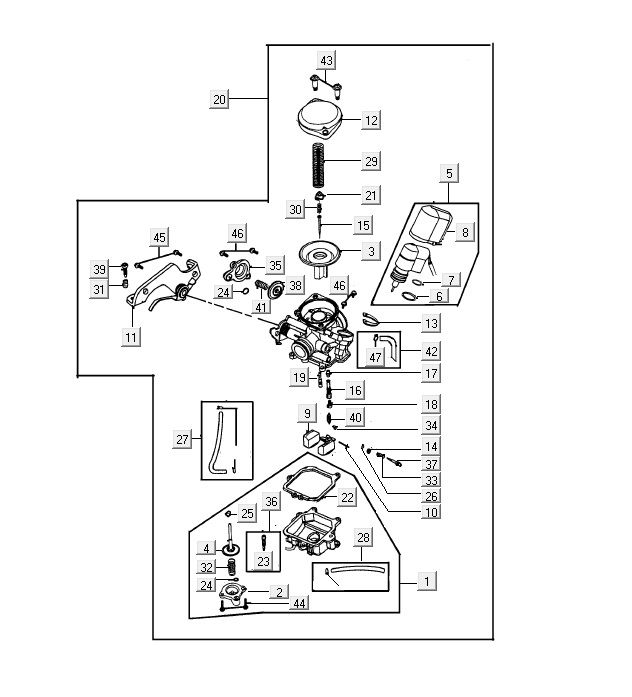 Carburetor Kymco VP50 4t ac techo silver