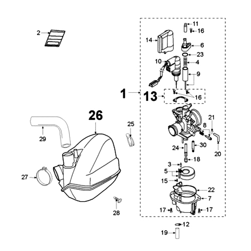 Carburetor Peugeot Ludix 10 Black