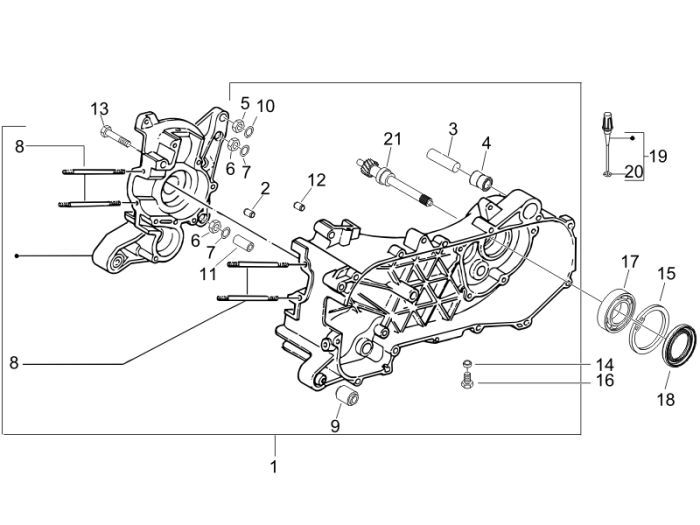 Crankcase Piaggio Fly 2-stroke