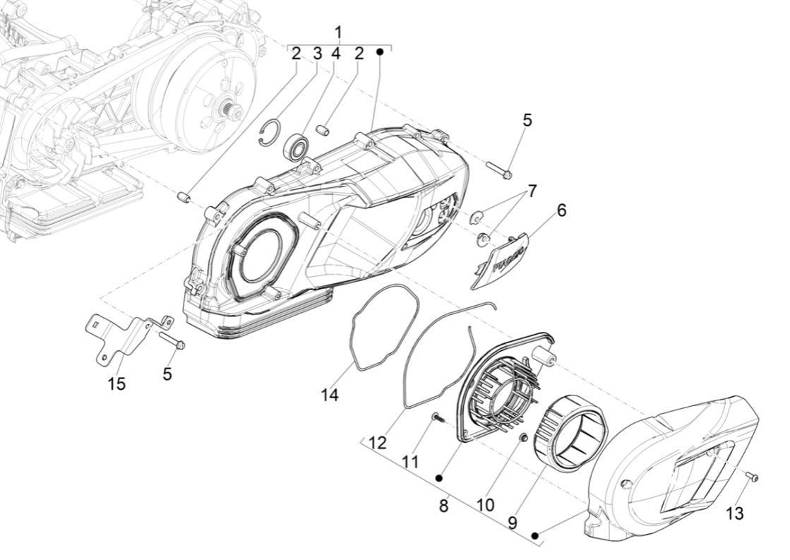Piaggio Medley 125 ABS E5 2021-2022 crankcase cover (EMEA)