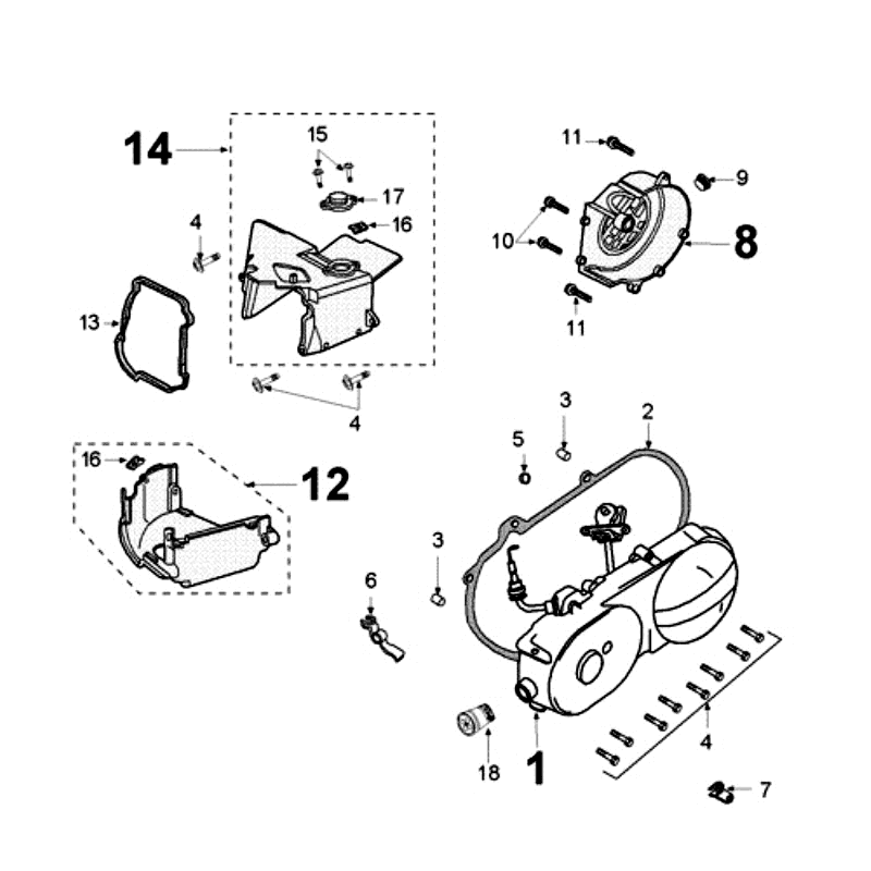 Crankcase Lid Peugeot Kisbee brown