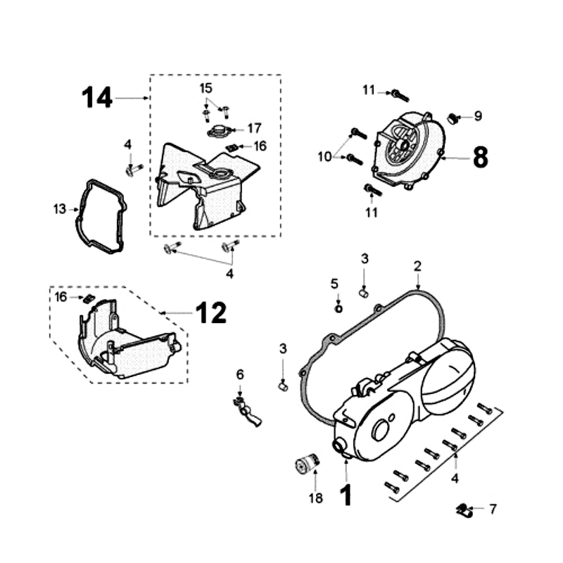 Crankcase Lid Peugeot Kisbee RS Matt Black