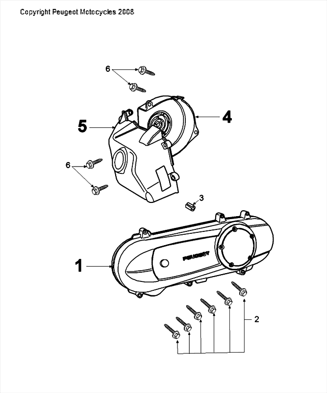 Crankcase Lid Peugeot Speedfight 4 LC black/red