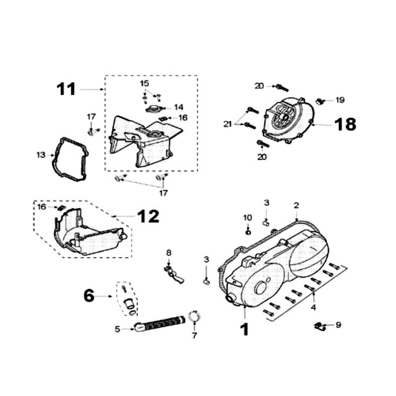 Crankcase Lid Without Sensor Peugeot V-clic Red