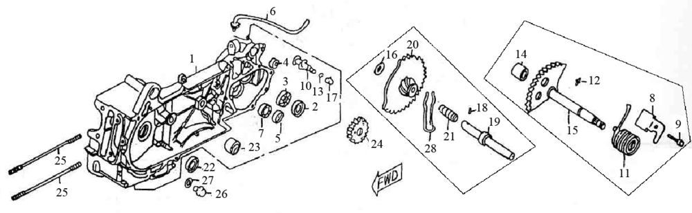 Crankcase - Kick starter shaft BTC Grande Retro 125 4T AC