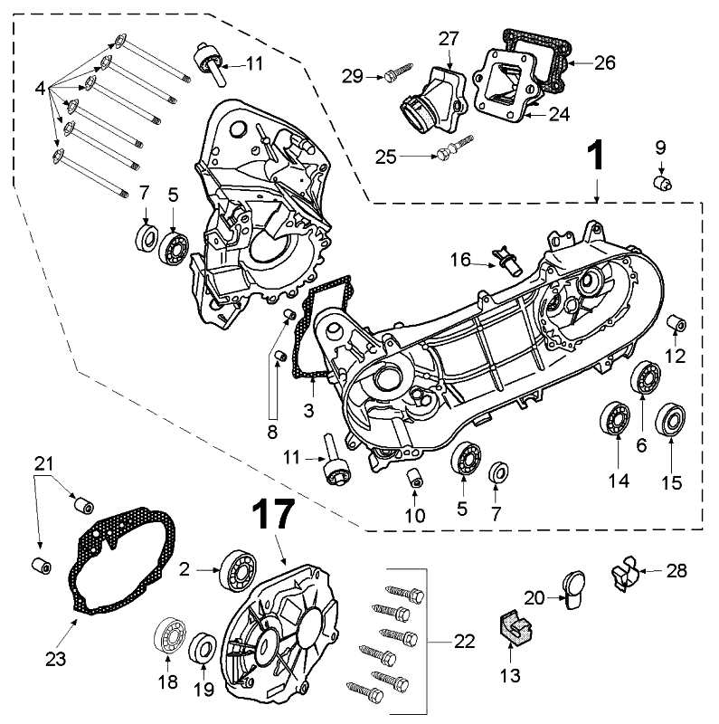 Crankcase Peugeot Speedfight 3 AC Blue