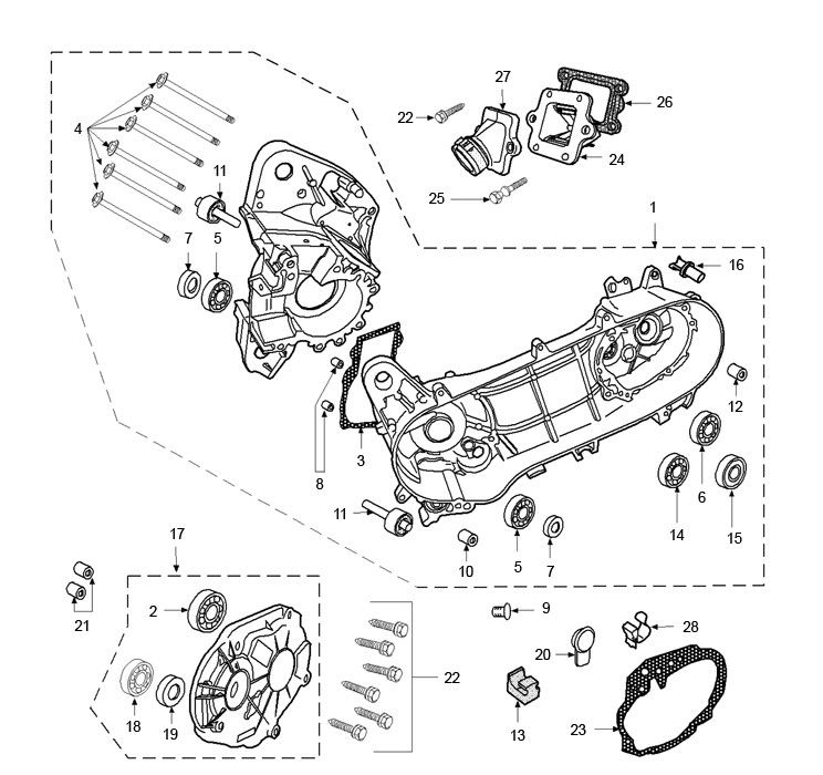 Crankcase Peugeot Speedfight 3 LC 2-Stroke
