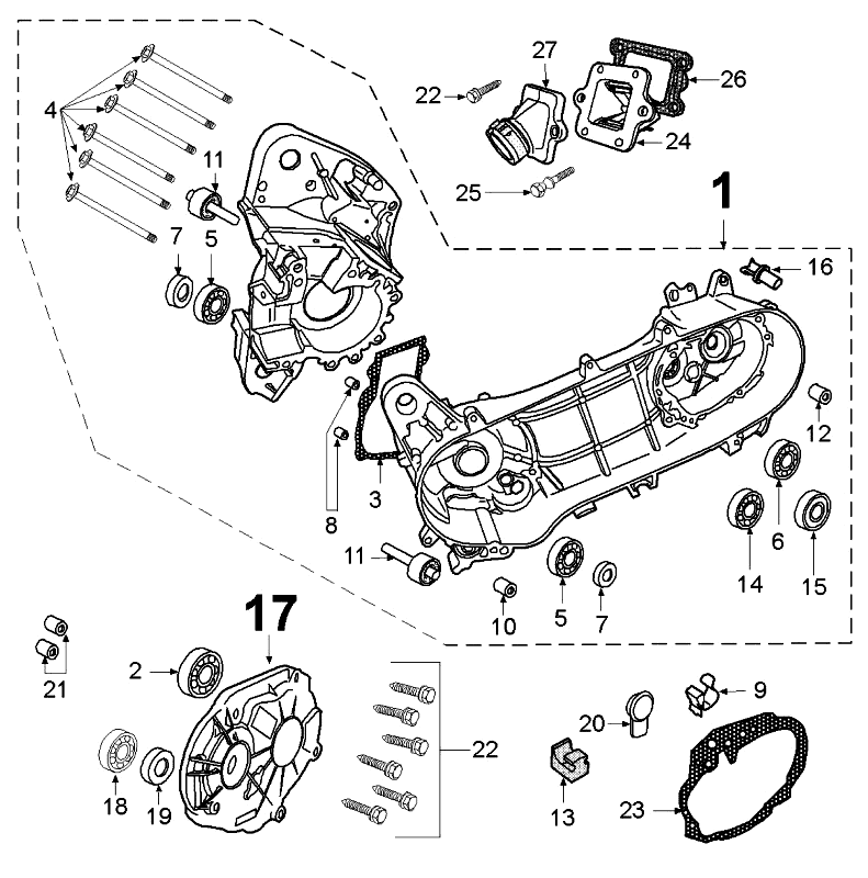 Crankcase Peugeot Speedfight 3 LC black