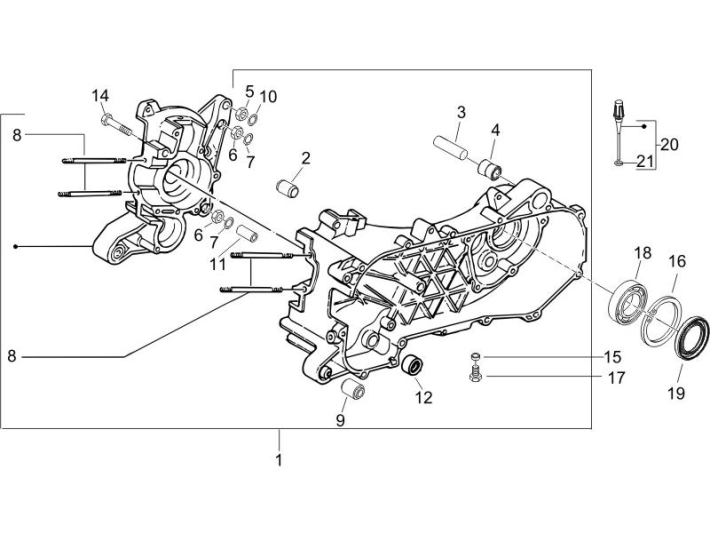 Crankcase Piaggio NRG Power DD 2007-2017