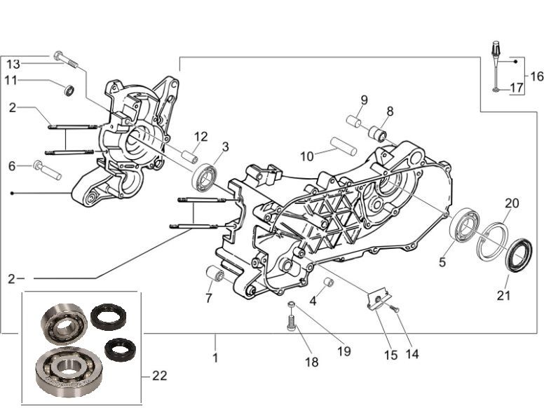 Crankcase Piaggio Zip 2000 4-stroke AC