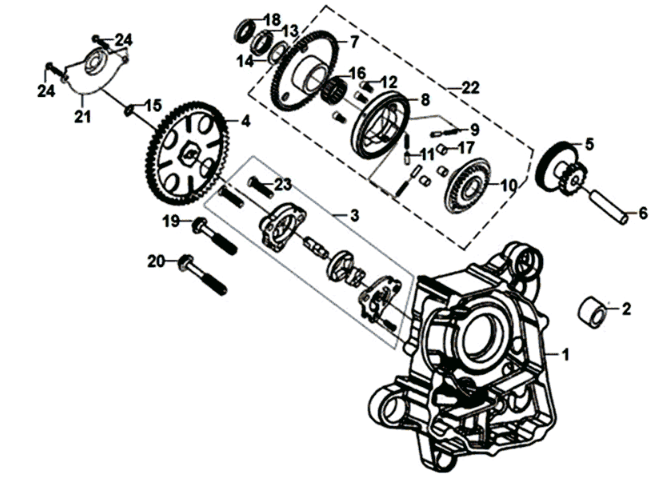 Right crankcase/Sym Jet 14 125I E4 oil pump