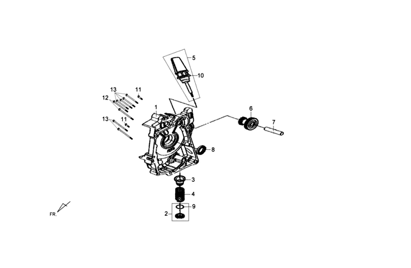Crankcase Right Start Engine Sym Fiddle III Matt Black