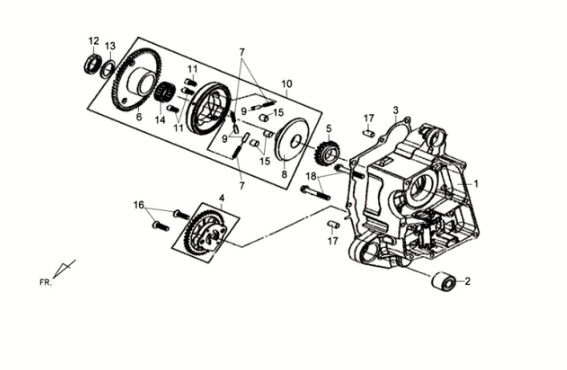 Carterdeel rechts - oliepomp Sym Crox 50 E3