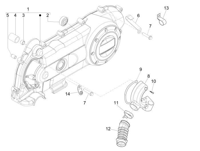 Clutch cover Vespa Sprint 45km 4-stroke 4-valve