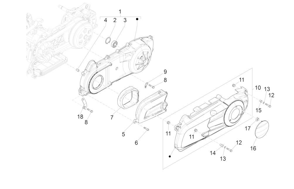 Crankcase cover - cooling GTS 125 IU