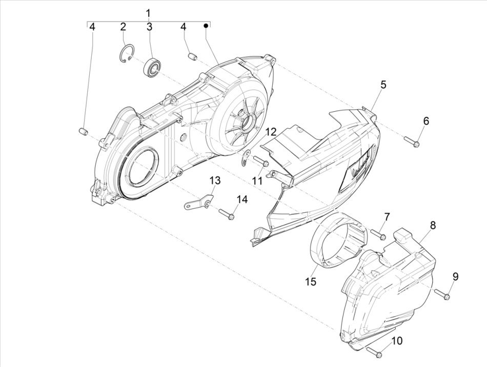 Vespa GTS 300 HPE 4T 4V IE ABS E4 2019 (EMEA) crankcase cover