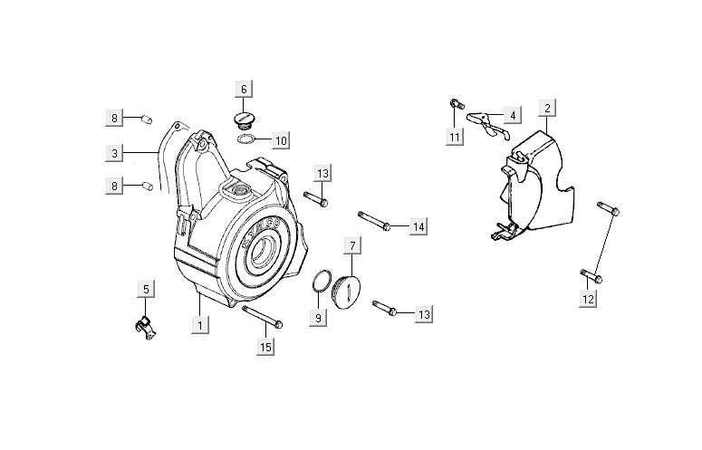 Crankcase cover Kymco Activ 4-stroke red-black