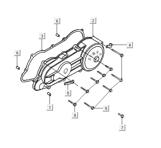 Crankcase cover Kymco ZX 2t ac silver-orange