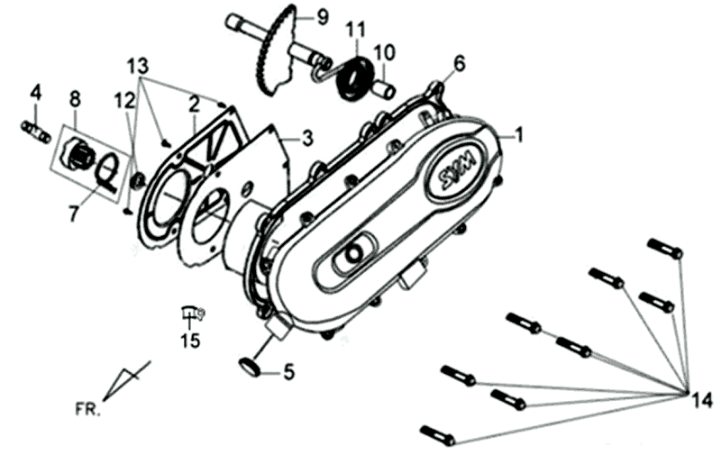 Crankcase Cover Left Sym Jet 4 (R086) red