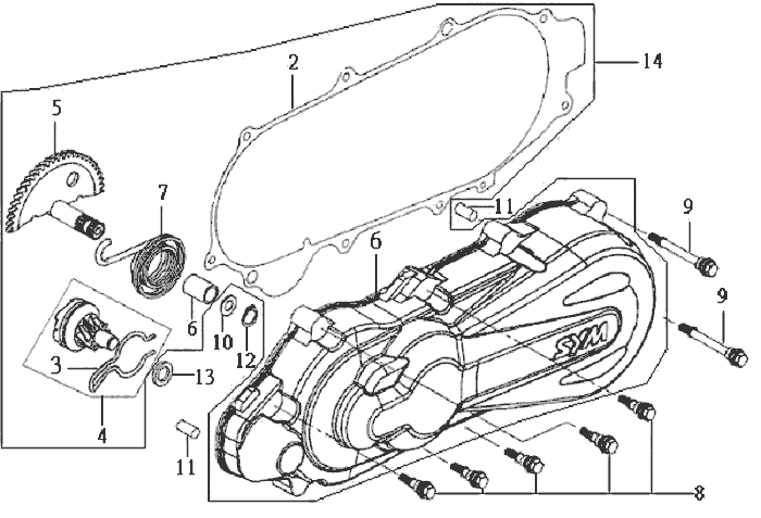 Crankcase cover Left Sym DD50 blue