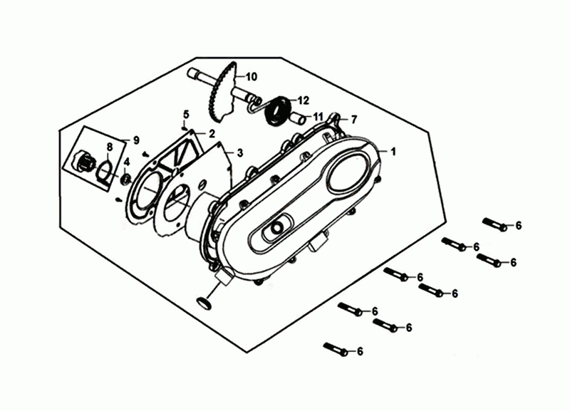 Oil Pan Lid Left Sym Allo Euro4 (BK-5560S) Bright Black