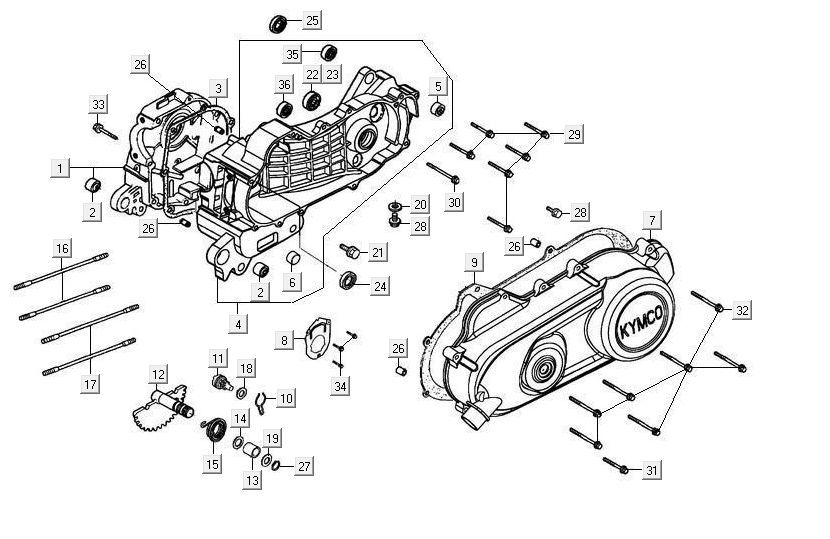 Crankcase Covers Kymco Maxxer 90 Black