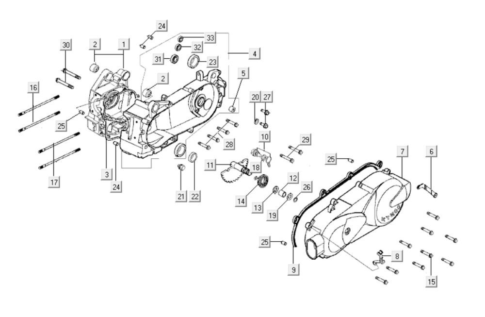 Crankcase - Crankcase cover Kymco Like 125 4T AC
