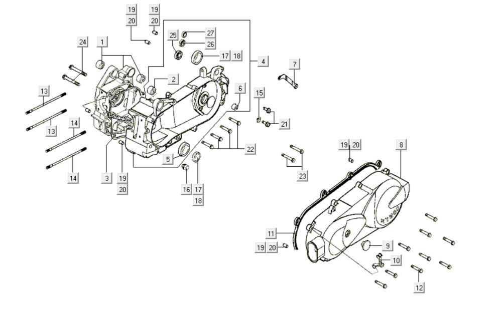 Crankcase Parts Kymco Like 200i White