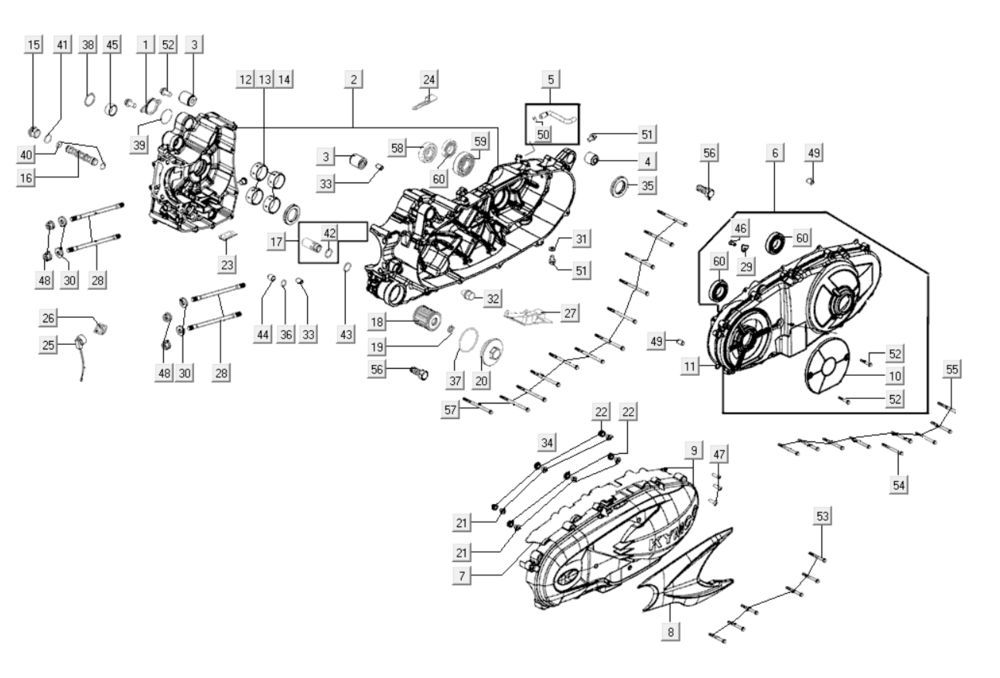 Crankcase Parts Kymco Xciting 400i Matt Black