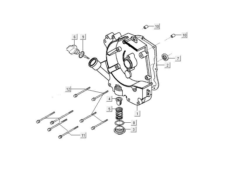 Right crankcase half - Dipstick - Oil filter Kymco Agility FR 12