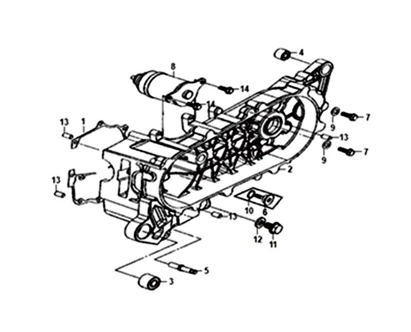 CRANKCASE LEFT STARTER MOTOR Sym Orbit II E4