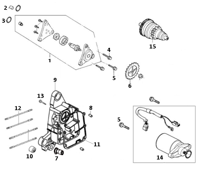 Starter motor - Bendix - Oil pump GY6 10 / 12 inch Euro 4 2018→ p tm s